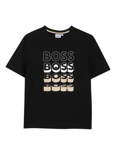 Bosswear Kids' Logo-print Short-sleeve T-shirt In Black