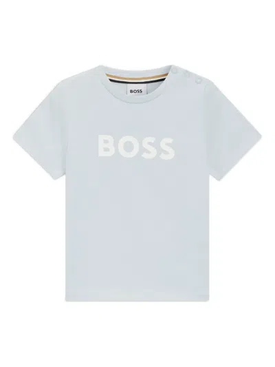 Bosswear Babies' Logo-print Short-sleeve T-shirt In Blue