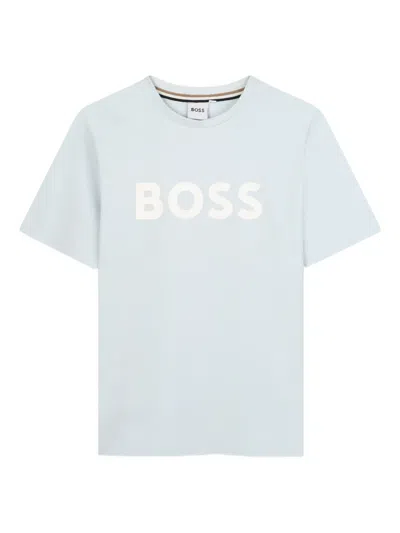 Bosswear Kids' Logo-print Short-sleeved T-shirt In White