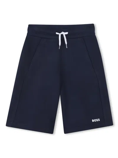 Bosswear Kids' Logo-print Cotton Shorts In Blue