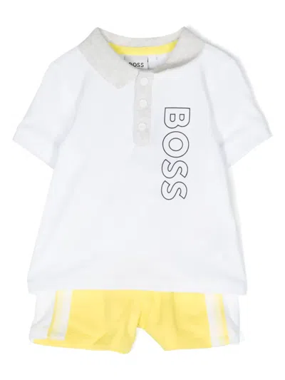 Bosswear Babies' Logo-print Shorts Set In 白色