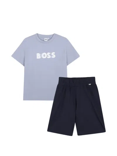 Bosswear Kids' Logo-print Shorts Set (set Of Two) In Blue