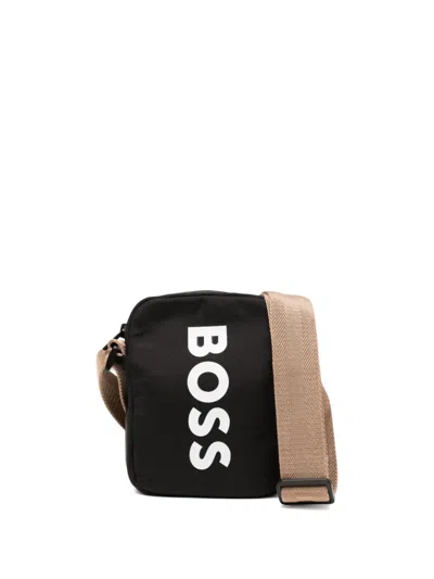 Bosswear Kids' Logo-print Shoulder Bag In Black