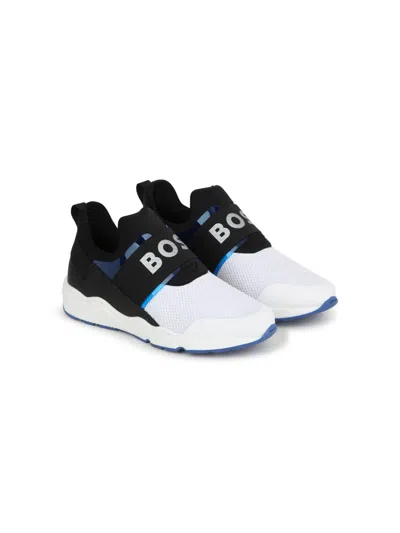 Bosswear Kids' Logo-print Slip-on Sneakers In Blue
