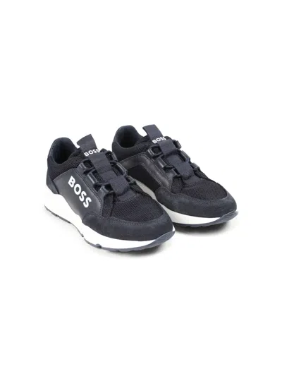 Bosswear Kids' Logo-print Slip-on Sneakers In Blue