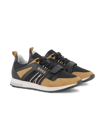 Bosswear Kids' Logo-print Trainers In Black