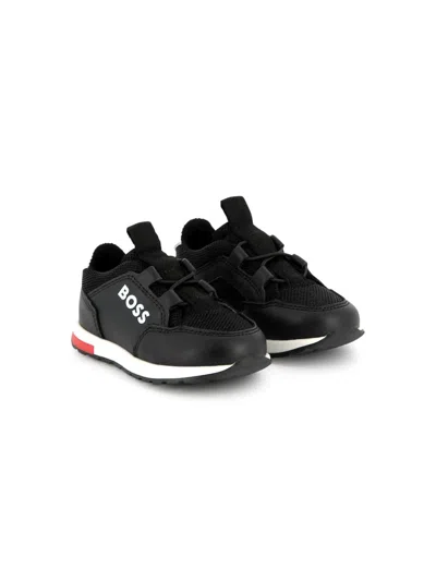 Bosswear Kids' Logo-print Panelled Sneakers In Black