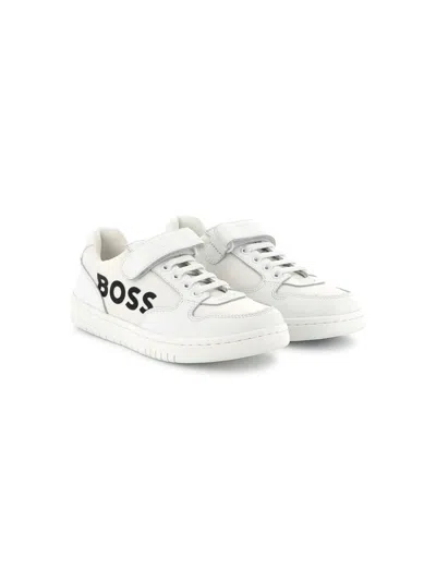 Bosswear Kids' Logo-print Sneakers In White