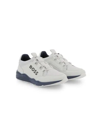 Bosswear Kids' Logo-print Sneakers In White