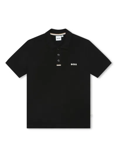 Bosswear Kids' Poloshirt Mit Logo-print In Schwarz