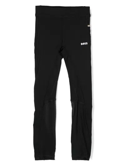 Bosswear Kids' Logo-print Stretch Leggings In Black