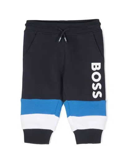 Bosswear Babies' Logo-print Stripe Track Pants In Blue