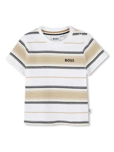 Bosswear Babies' Logo-print Striped T-shirt In White