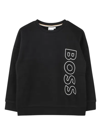 Bosswear Kids' Logo-print Crew-neck Sweatshirt In Black