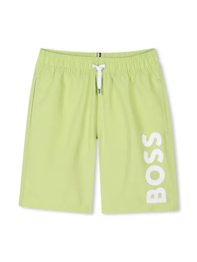 Bosswear Kids' Logo-print Swim Shorts In 绿色