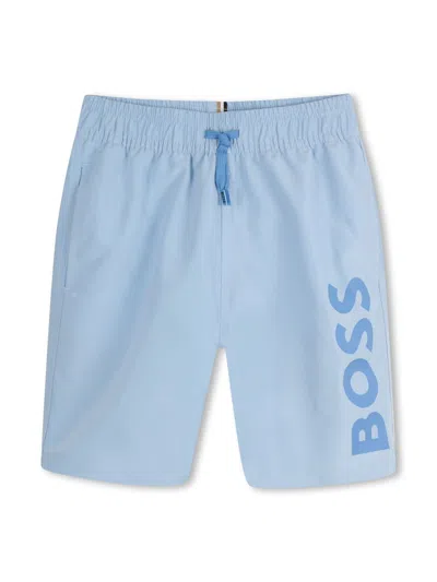 Bosswear Kids' Logo-print Swim Shorts In 蓝色