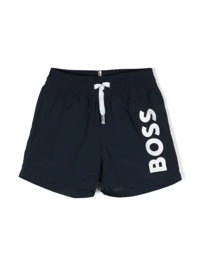 Bosswear Babies' Logo-print Swim Shorts In 蓝色