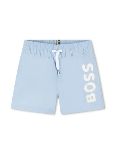 Bosswear Babies' Logo-print Swim Shorts In Blue