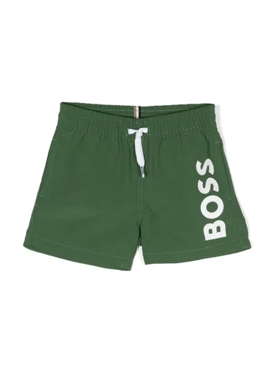 Bosswear Babies' Logo-print Swim Shorts In Green