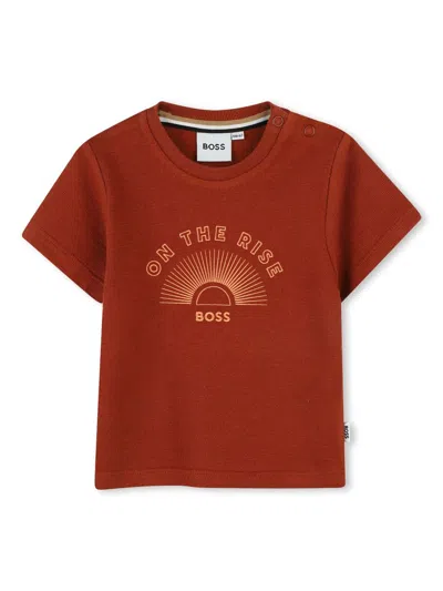 Bosswear Babies' Logo-print T-shirt In ブラウン