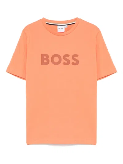 Bosswear Kids' Logo-print T-shirt In 橘色