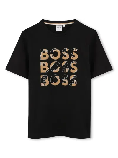 Bosswear Kids' Logo-print Cotton T-shirt In Black