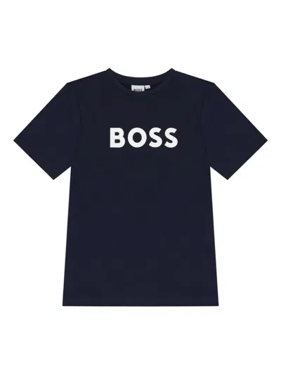 Bosswear Kids' Logo-print T-shirt In Blue