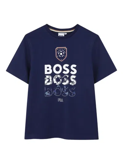 Bosswear Kids' Logo-print T-shirt In Blue
