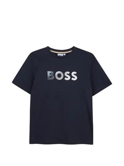 Bosswear Kids' Logo-print T-shirt In Blue
