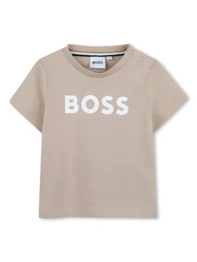 Bosswear Babies' Logo-print T-shirt In Neutrals
