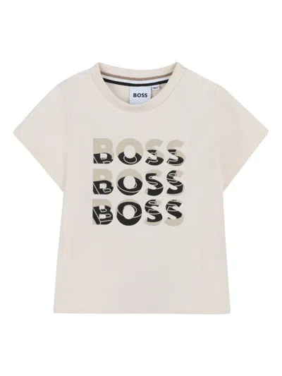 Bosswear Babies' Logo-print T-shirt In Neutrals