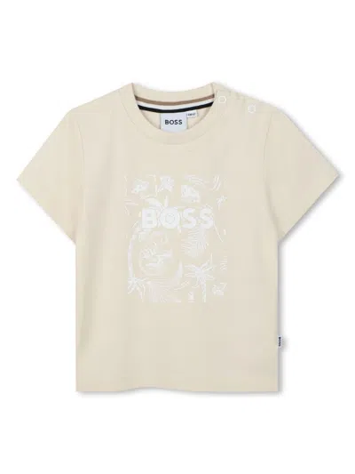 Bosswear Babies' T-shirt Mit Logo-print In Nude