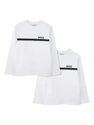 Bosswear Kids' Logo-print T-shirt (set Of Two) In White