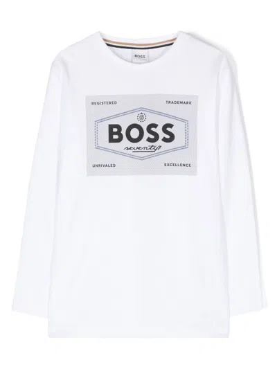 Bosswear Kids' Logo-print T-shirt In Weiss