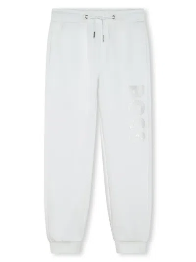 Bosswear Kids' Logo-print Track Pants In White