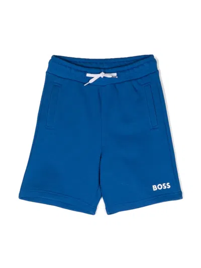 Bosswear Kids' Logo-print Track Shorts In Blue