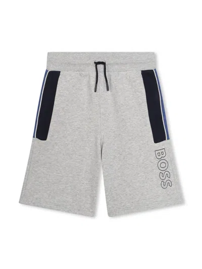 Bosswear Kids' Logo-print Track Shorts In Grey