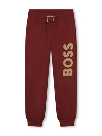 Bosswear Kids' Logo-print Tracksuit Bottoms In Red
