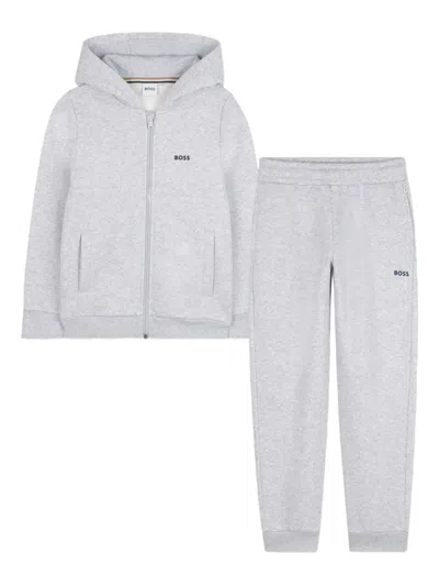 Bosswear Kids' Logo-print Tracksuit Set In Gray