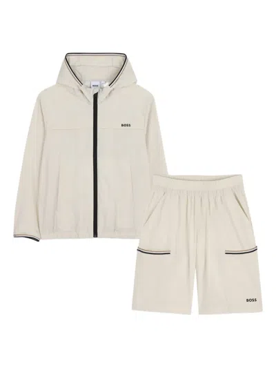 Bosswear Kids' Logo-print Tracksuit Set In Neutral