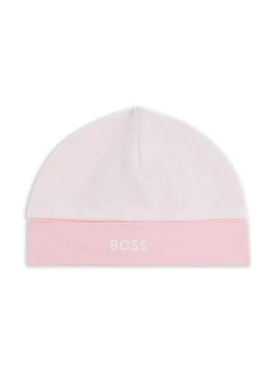 Bosswear Babies' Logo-print Velvet Beanie In Pink