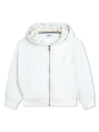 Bosswear Kids' Kapuzenjacke Mit Logo-print In Weiss