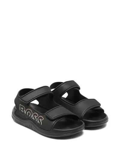 Bosswear Kids' Logo Strap Sandals In Black