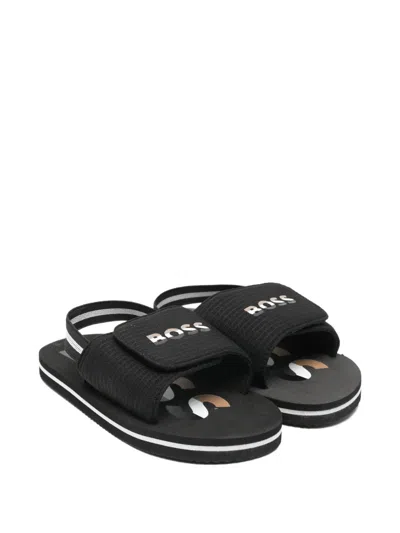 Bosswear Kids' Logo Strap Sandals In Black