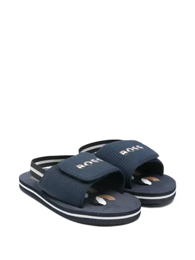 Bosswear Kids' Logo Strap Sandals In Blue