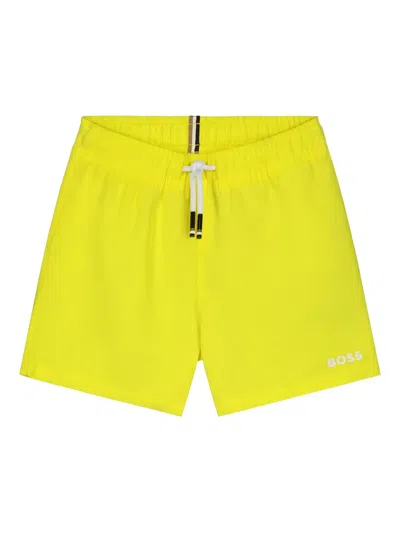 Bosswear Kids' Logo Swim Shorts In Yellow