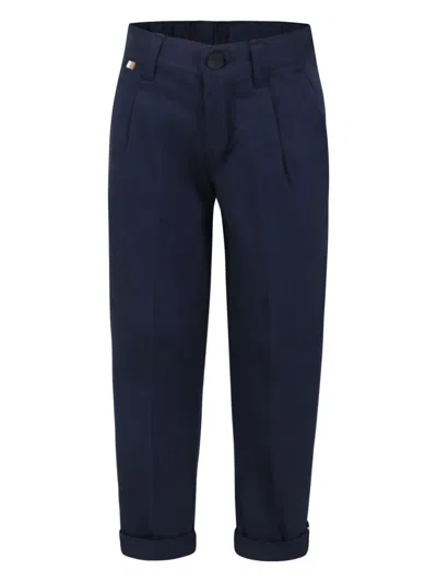 Bosswear Kids' Logo-tag Trousers In Blue