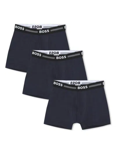 Bosswear Kids' Logo-waistband Boxers (pack Of Three) In Blue