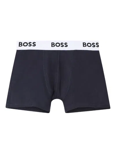 Bosswear Kids' Logo-waistband Boxers (pack Of Three) In Blue