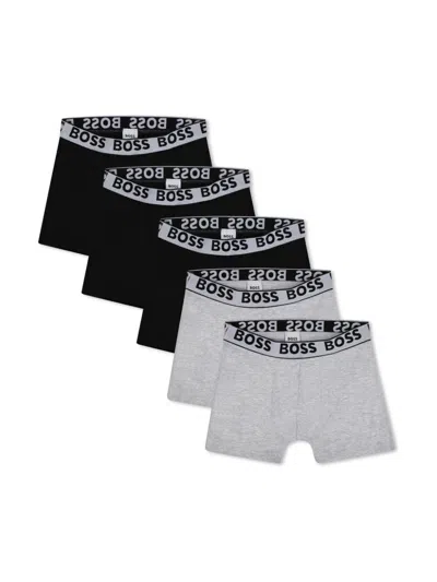 Bosswear Kids' Logo-waistband Boxers Set In Black
